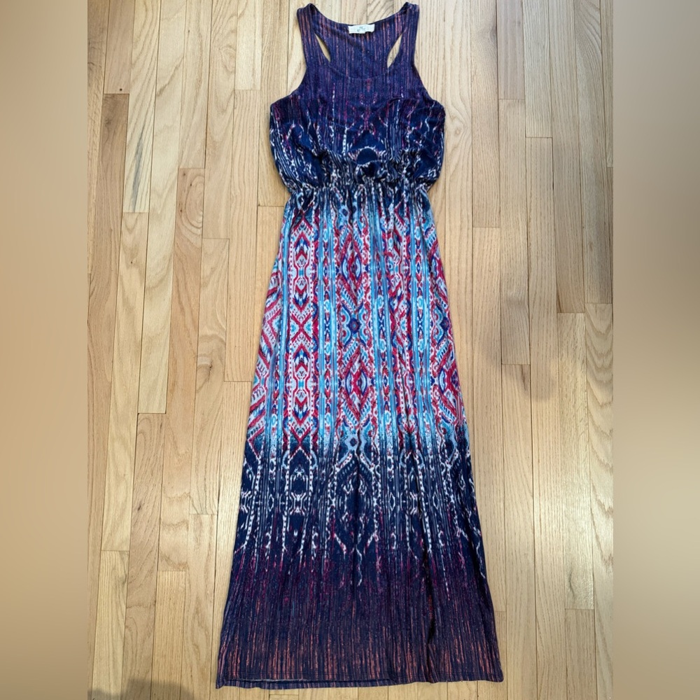 Pink Republic Sleeveless Aztec Purple Blue and Pink Racer back Long Maxi Dress